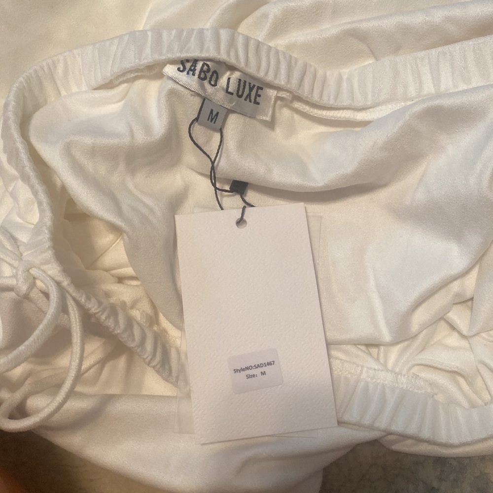 White suede Sabo Skirt romper size medium - Picture 3 of 5